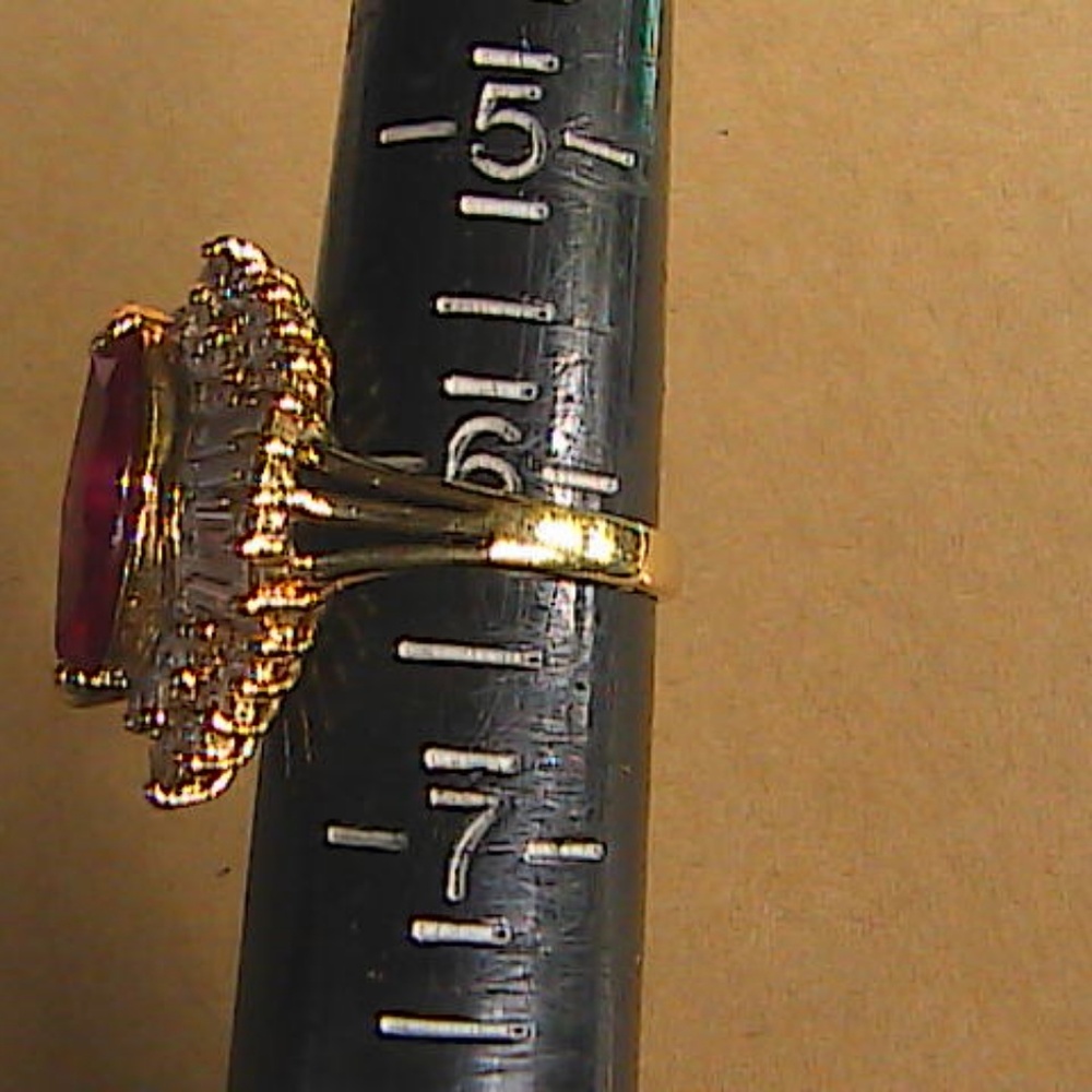 Sterling Silver Ruby Clear Stone Ring - image 8